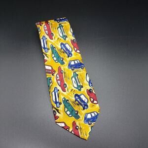 Keith Daniels "vroom" car print silk tie